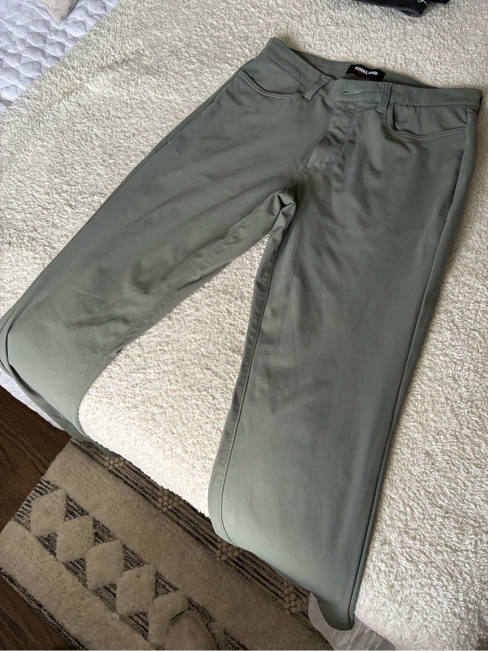 Kirkland Signature Men's Olive Green Stretch Chino Pants